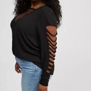 NWOT Torrid Black Cutout Sleeves Top